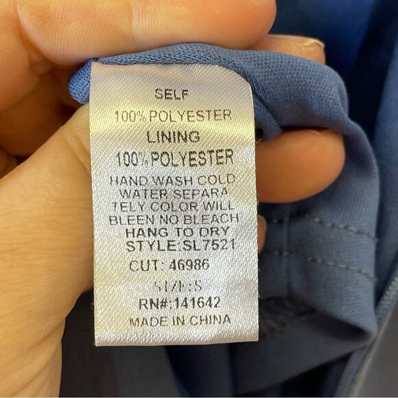 She + Sky, Blue Wide Leg Jumpsuit. Size Small. Slits up both legs. - Picture 4 of 5